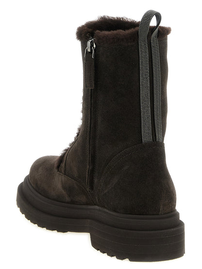 Brunello Cucinelli Precious Loop Ankle Boots Brown