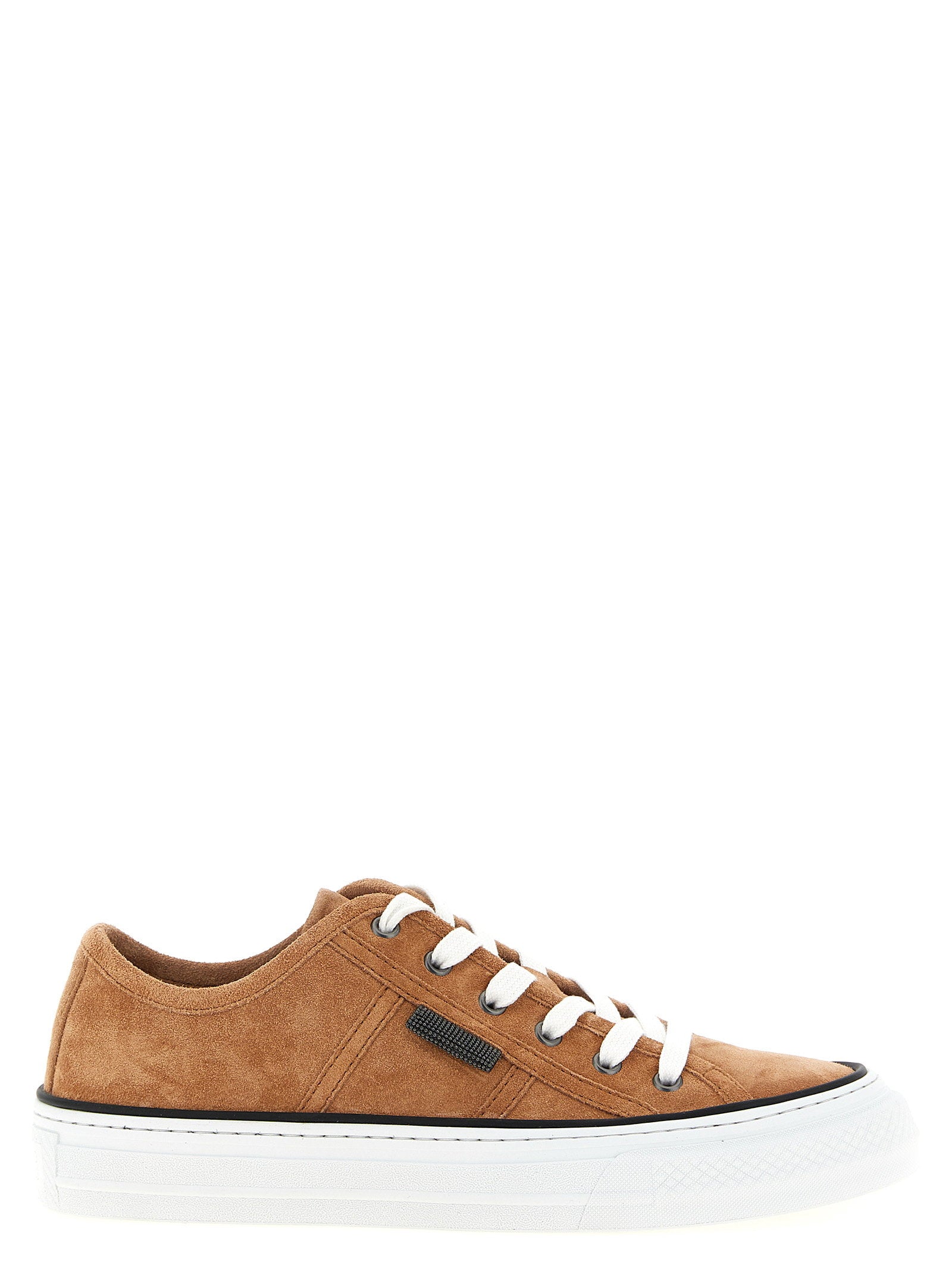Brunello Cucinelli Shiny Tab Sneakers Brown