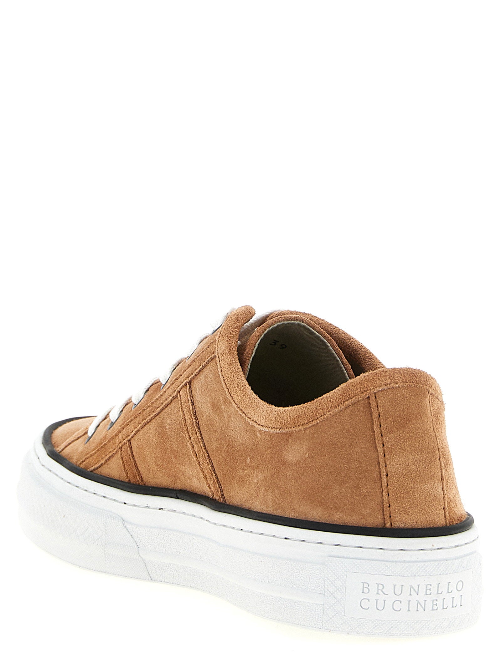 Brunello Cucinelli Shiny Tab Sneakers Brown