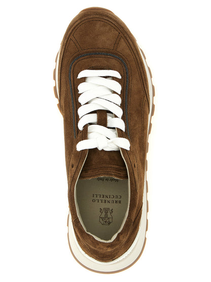 Brunello Cucinelli Monile Suede Sneakers Brown