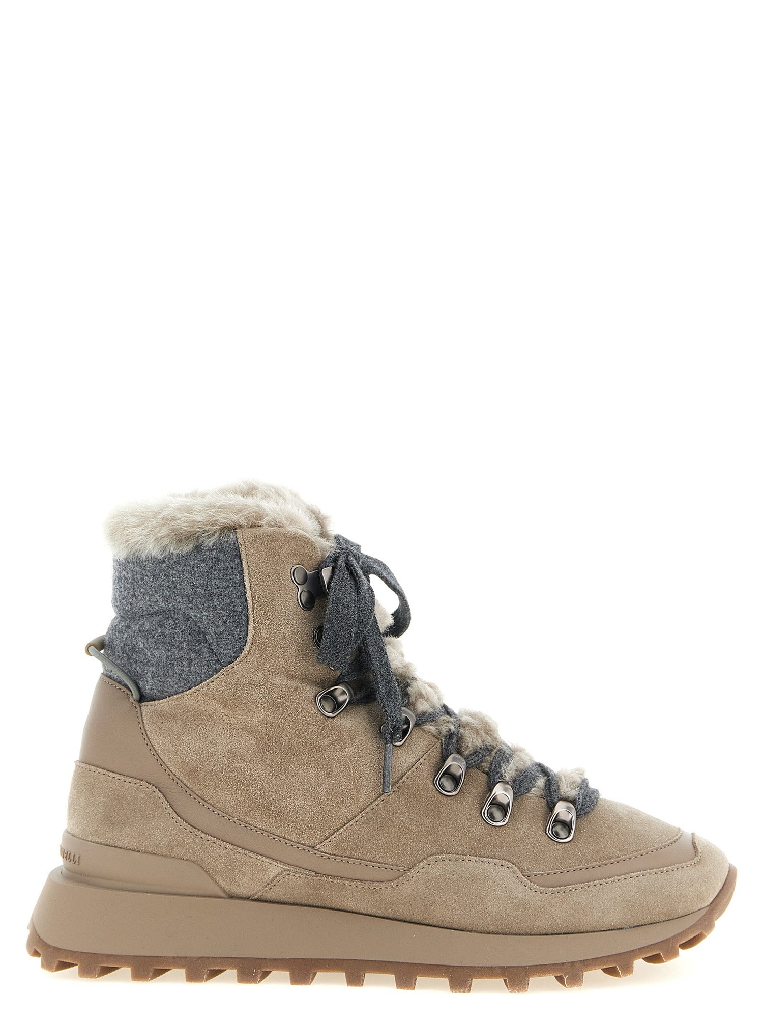 Brunello Cucinelli Lace-up Ankle Boots With Hooks Beige