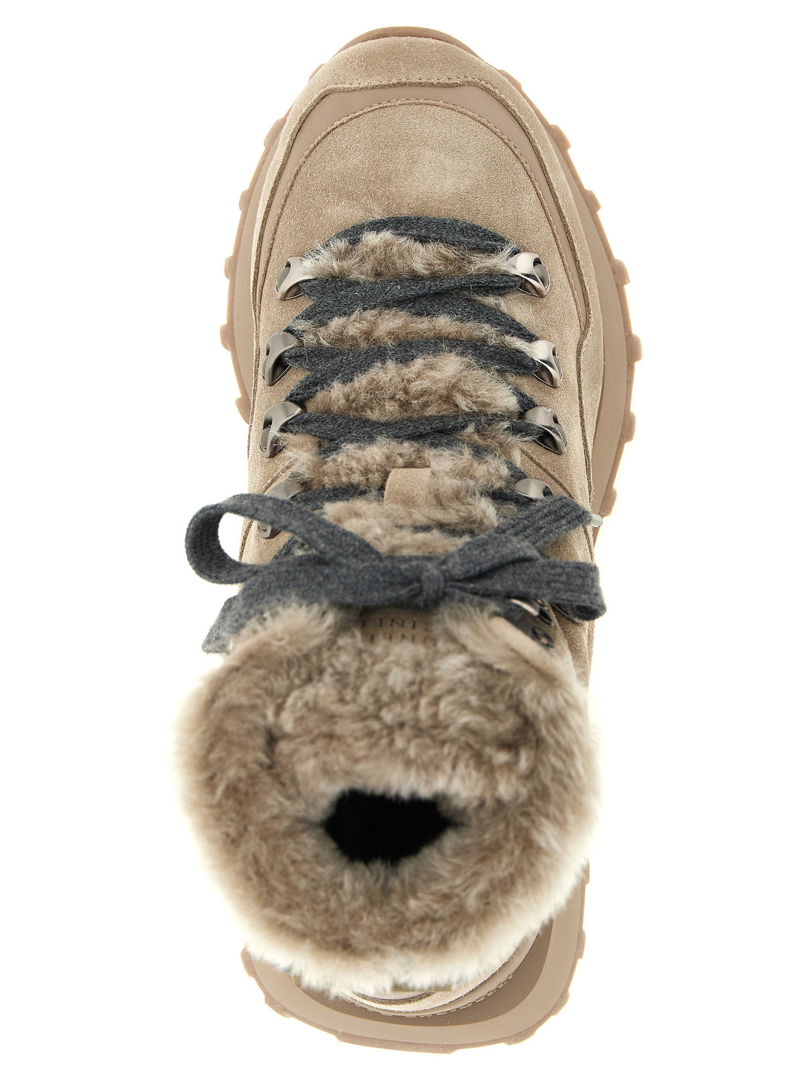 Brunello Cucinelli Lace-up Ankle Boots With Hooks Beige