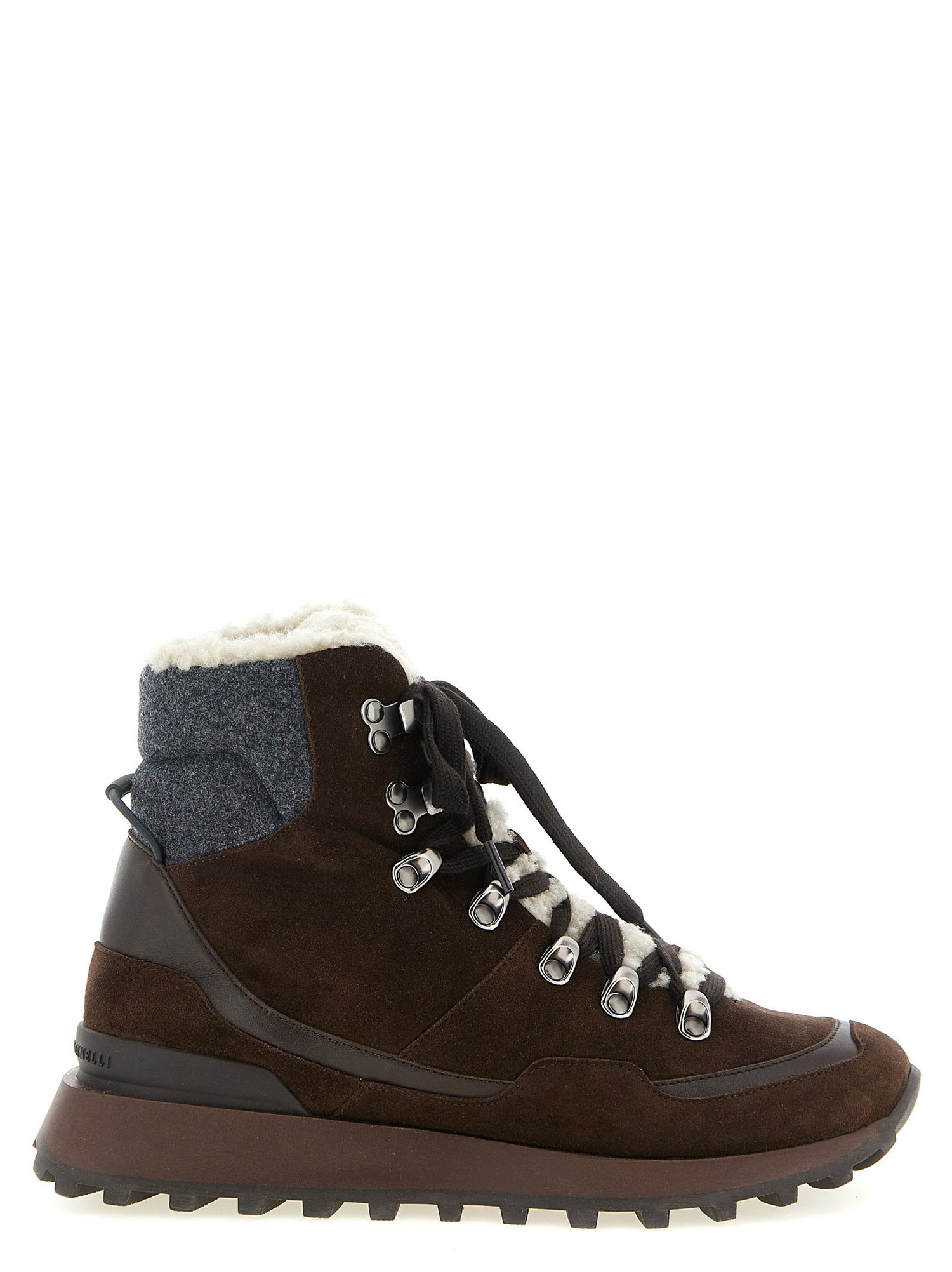 Brunello Cucinelli Lace-up Ankle Boots With Hooks Brown
