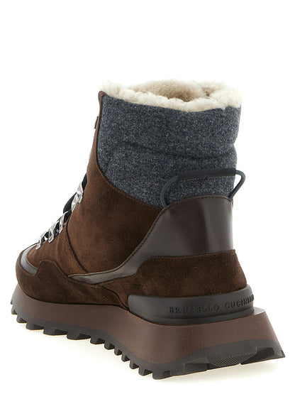 Brunello Cucinelli Lace-up Ankle Boots With Hooks Brown