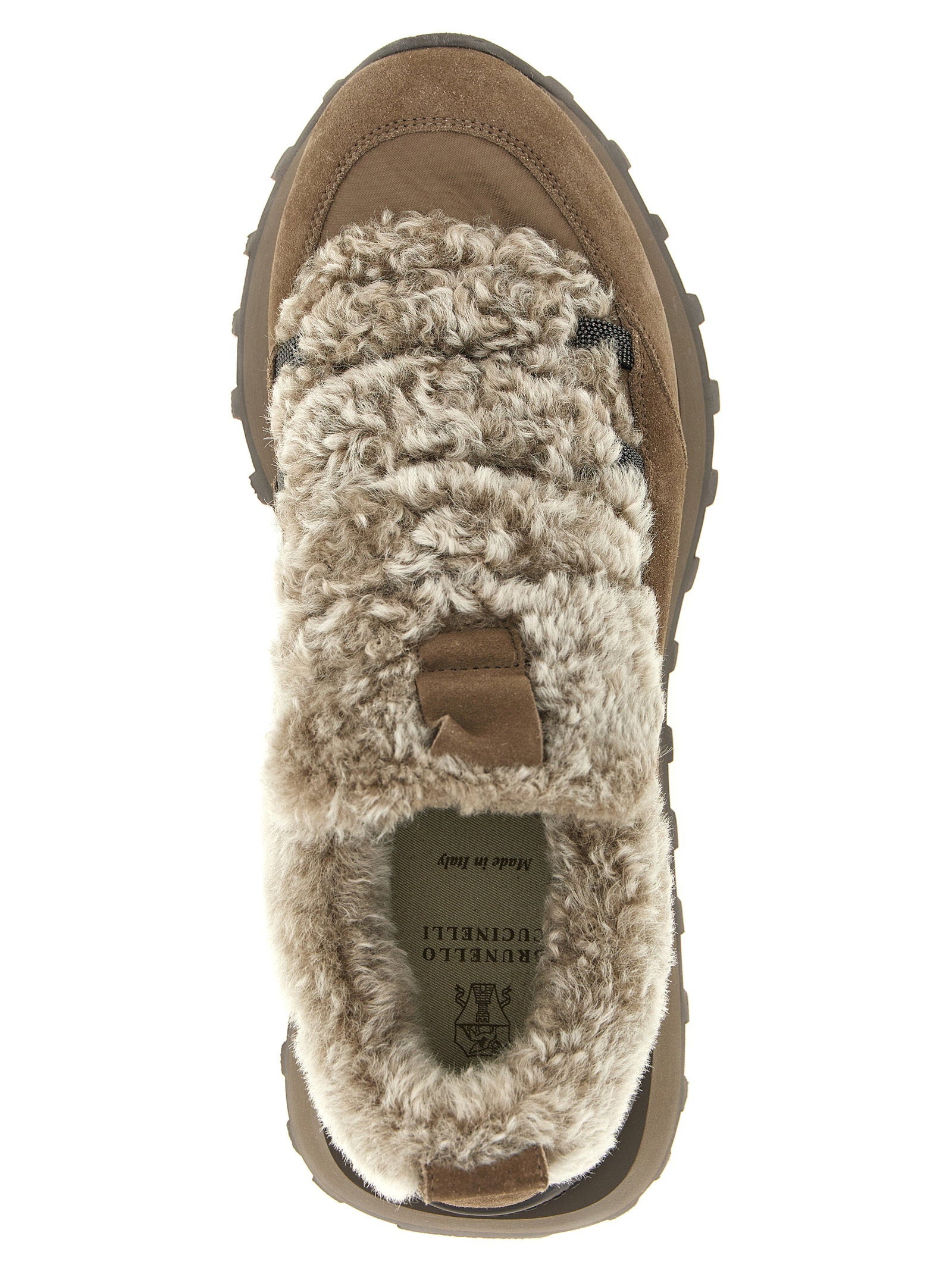 Brunello Cucinelli Monile Shearling Sneakers Brown