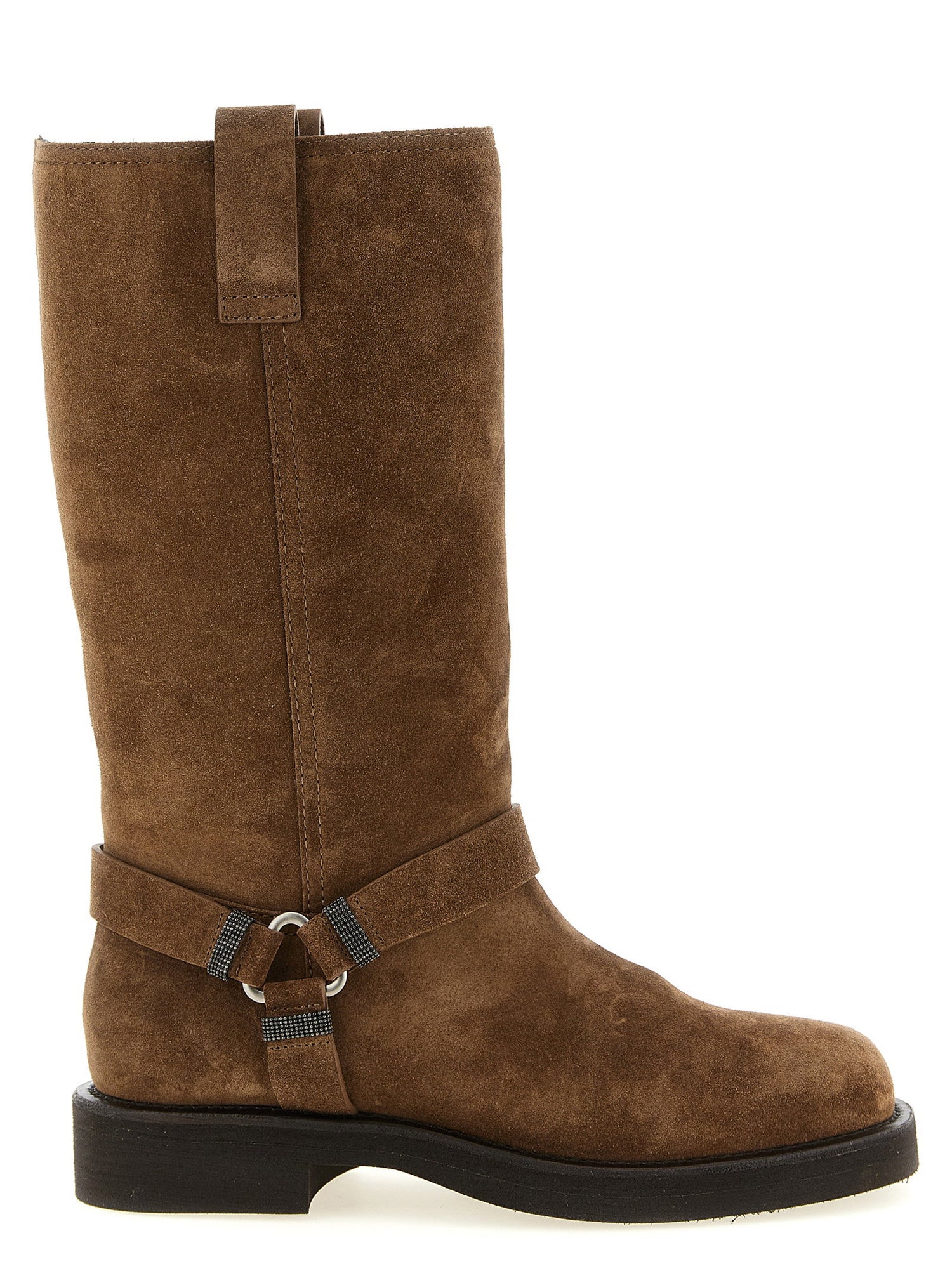 Brunello Cucinelli Monile Suede Boots Brown