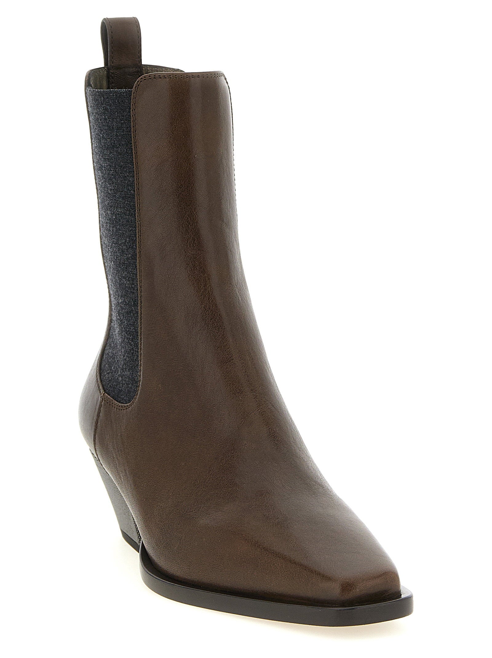 Brunello Cucinelli Precious Heel Ankle Boots Brown