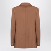 Max Mara Studio Single-Breasted Virgin Wool Blazer in Hazelnut Brown