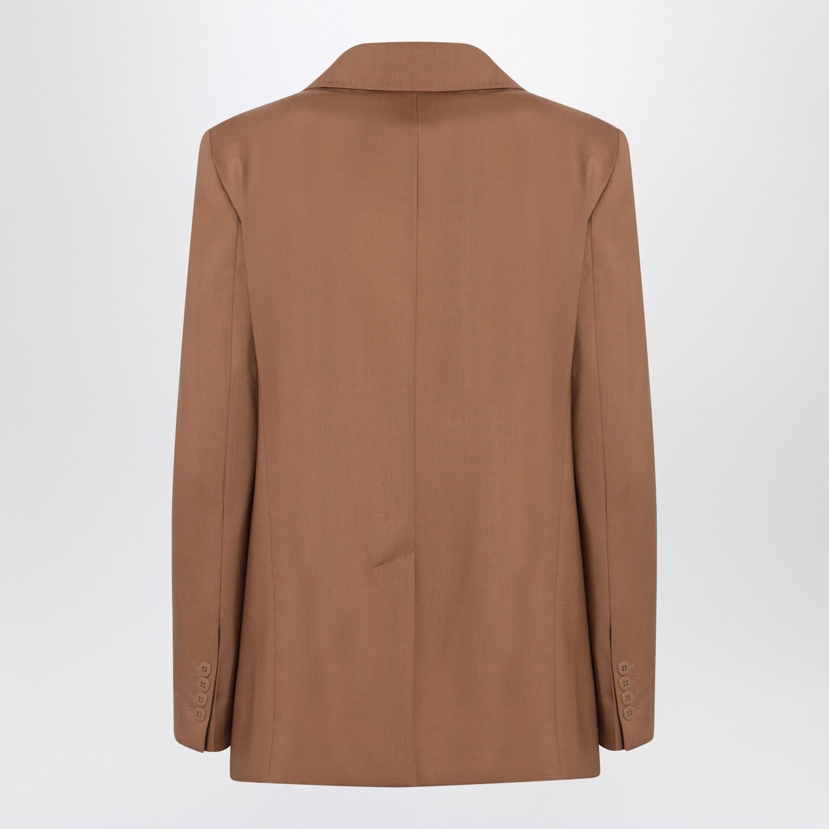 Max Mara Studio Single-Breasted Virgin Wool Blazer in Hazelnut Brown