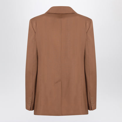 Max Mara Studio Single-Breasted Virgin Wool Blazer in Hazelnut Brown