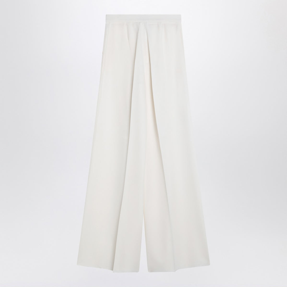 Max Mara White Wool Gabardine Wide-Leg Trousers White