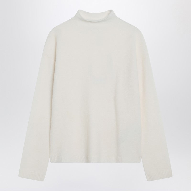 Max Mara Ivory Cashmere-Blend High-Neck Sweater White