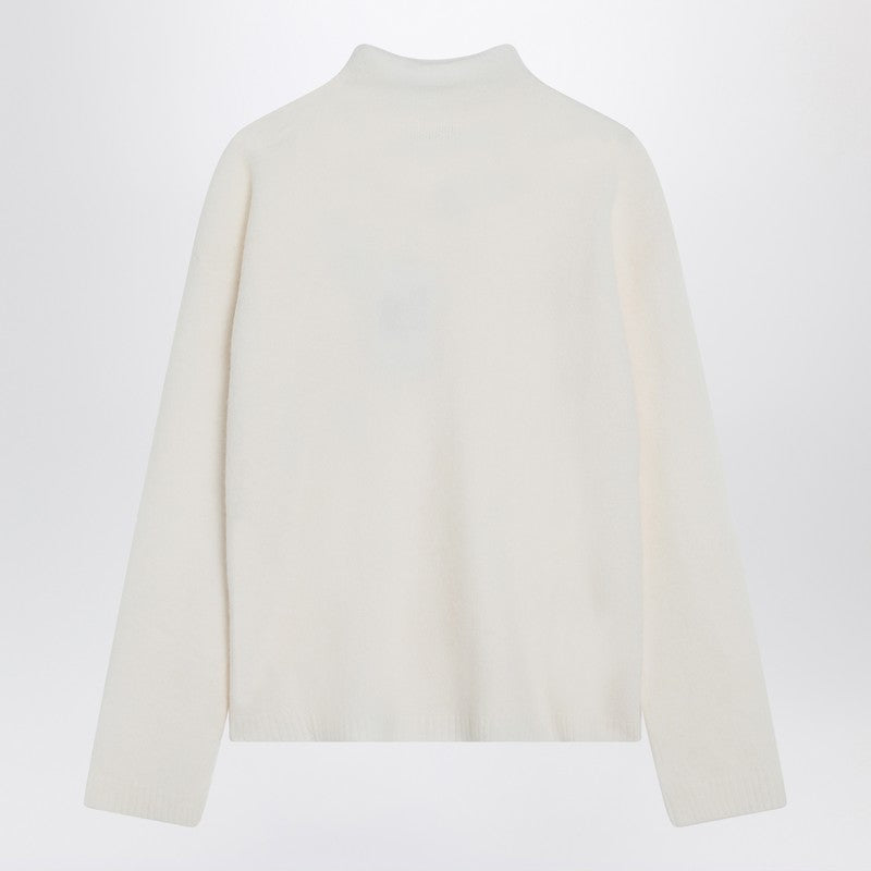 Max Mara Ivory Cashmere-Blend High-Neck Sweater White