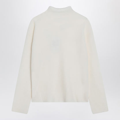 Max Mara Ivory Cashmere-Blend High-Neck Sweater White