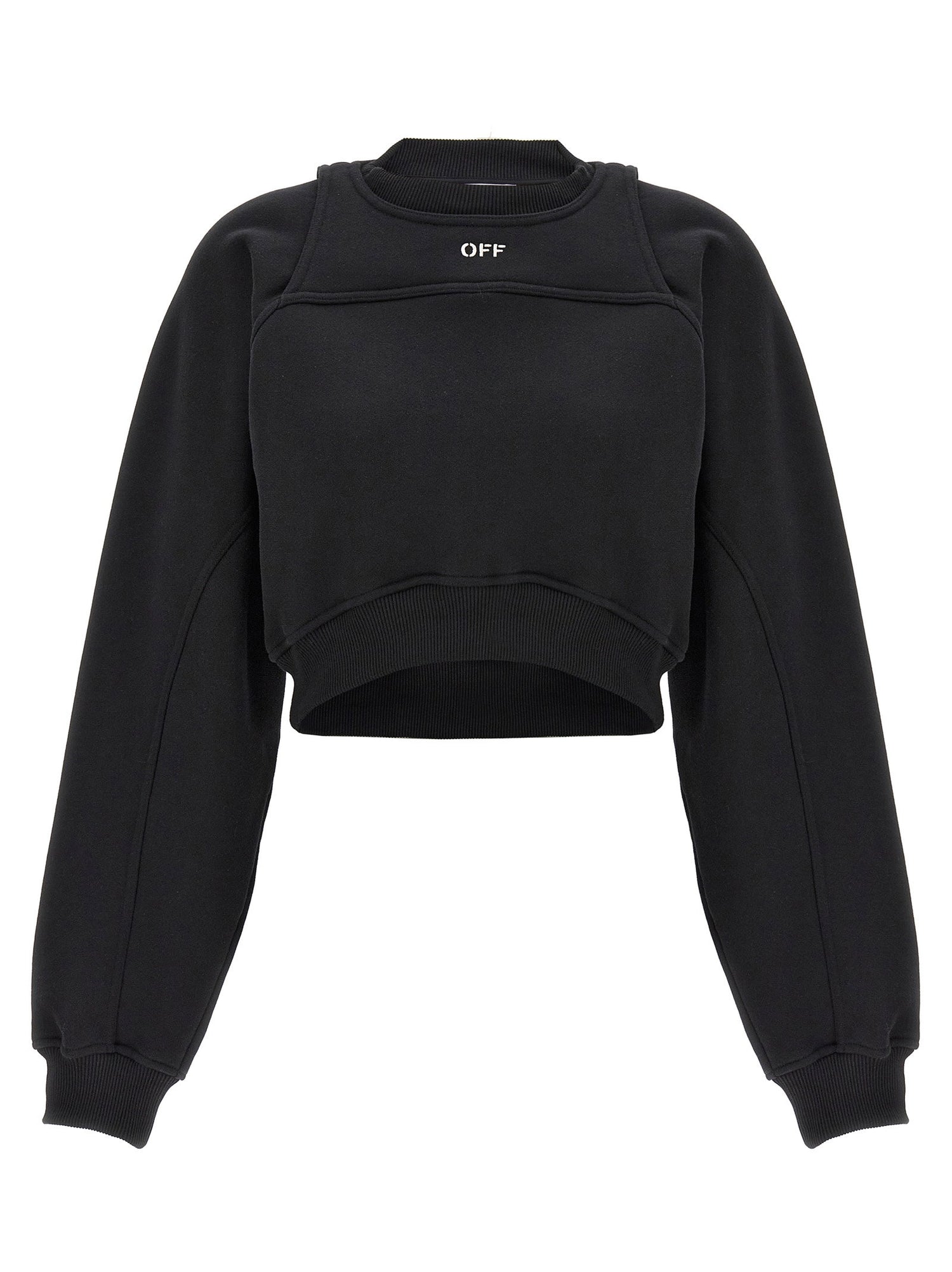 Off White Cropped Sweatshirt White/black
