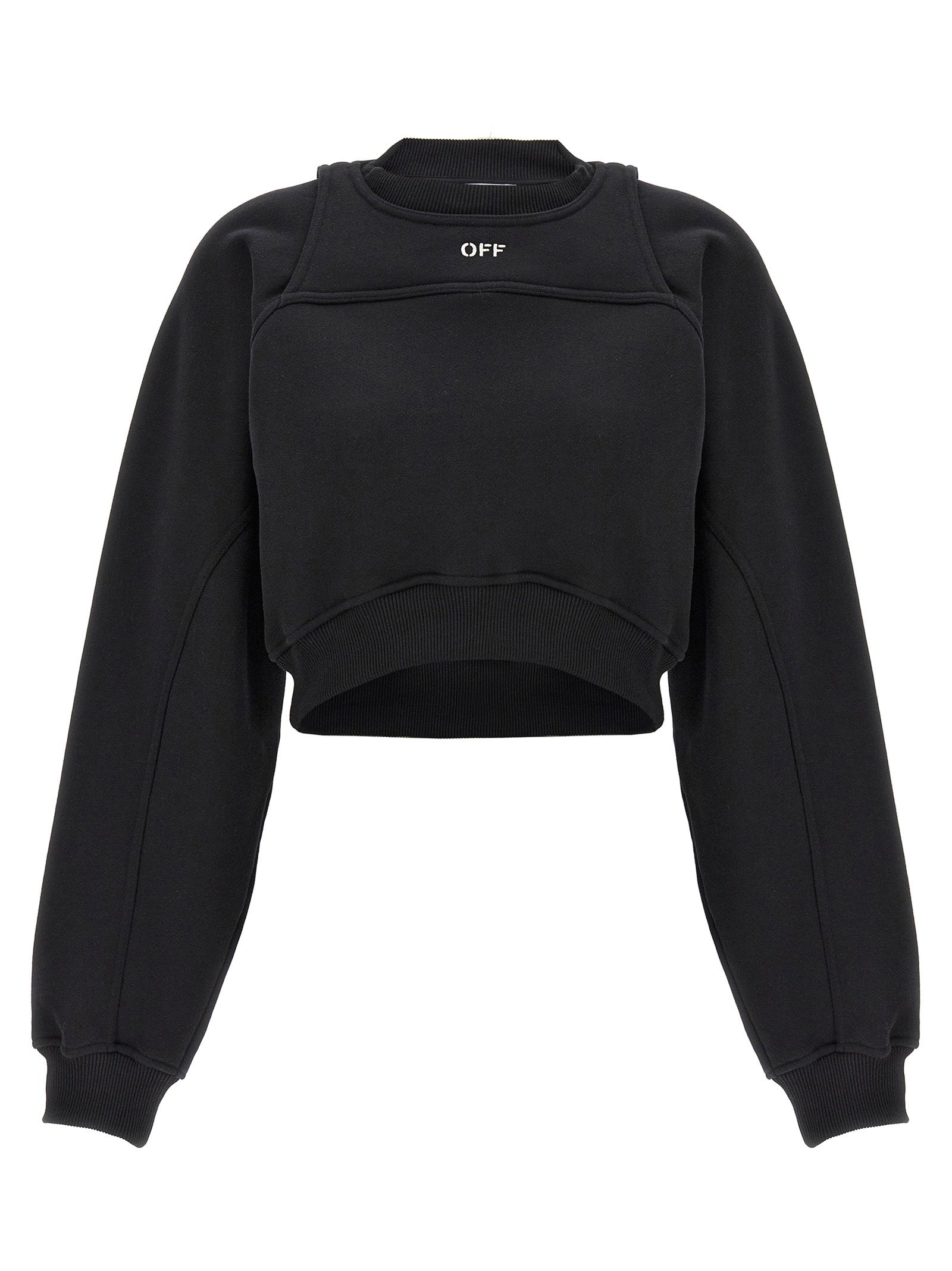 Off White Cropped Sweatshirt White/black