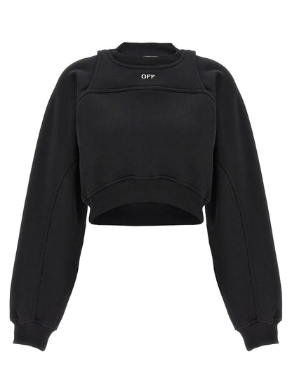 Off White Cropped Sweatshirt White/black