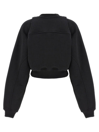 Off White Cropped Sweatshirt White/black