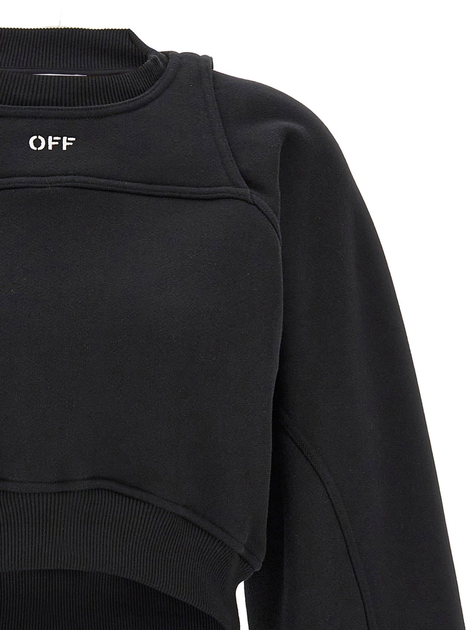 Off White Cropped Sweatshirt White/black