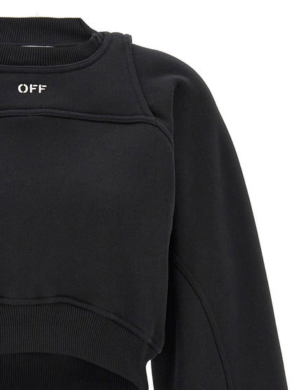 Off White Cropped Sweatshirt White/black