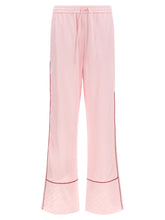 Off White Jacquard Satin Pajama Pants Pink