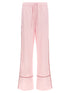 Off White Jacquard Satin Pajama Pants Pink