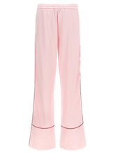 Off White Jacquard Satin Pajama Pants Pink