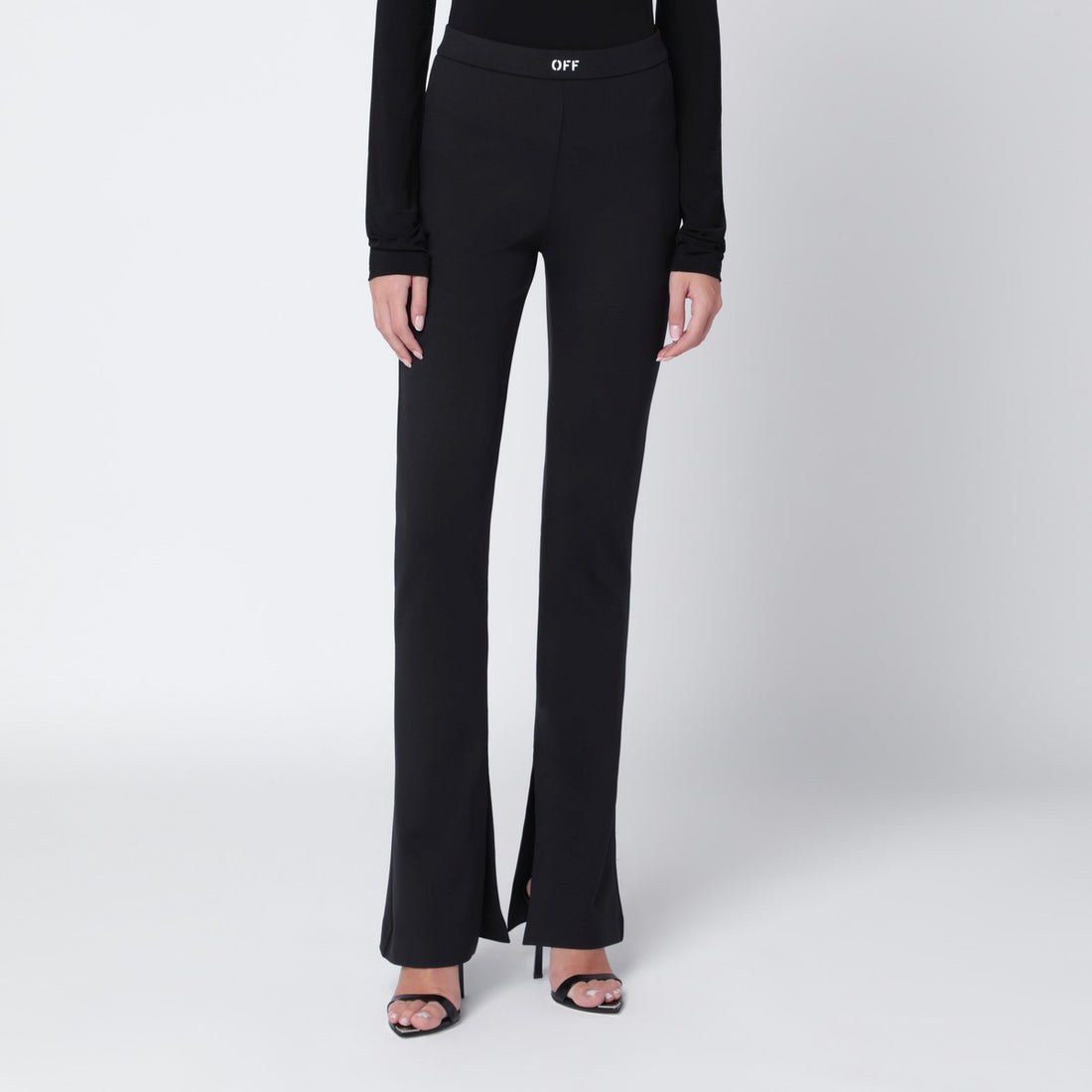 Off White Black Nylon Trousers with Contrasting OFF Logo Black