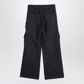 Off White Wide Pinstripe Wool-Blend Cargo Trousers Blue