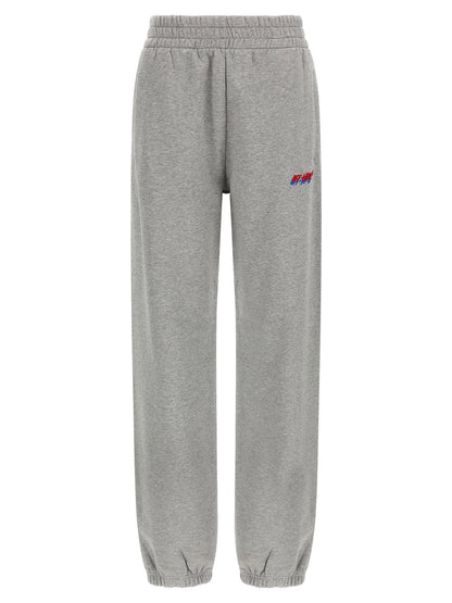 Off White Logo Embroidery Joggers Gray