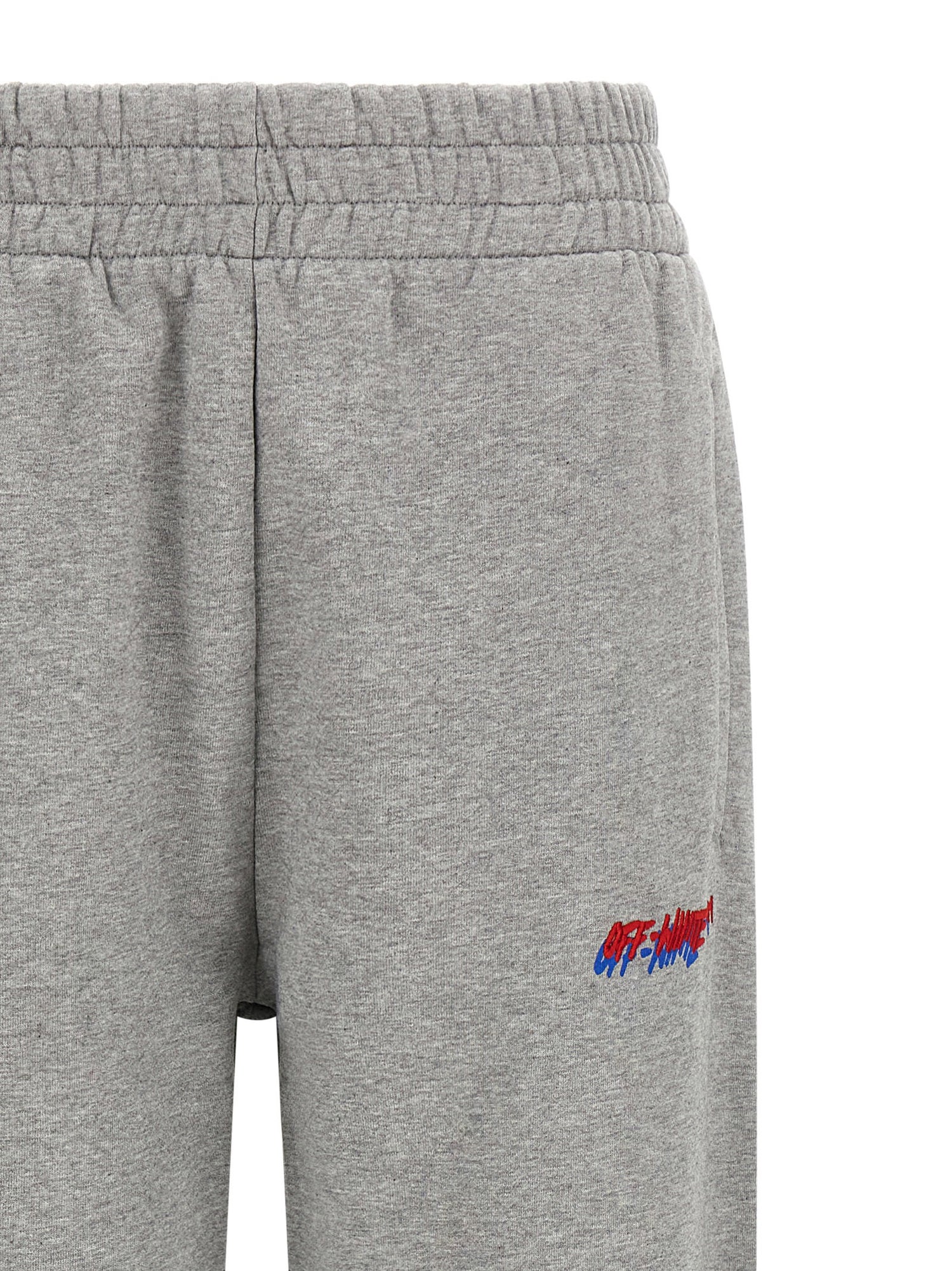 Off White Logo Embroidery Joggers Gray