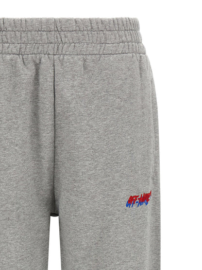 Off White Logo Embroidery Joggers Gray