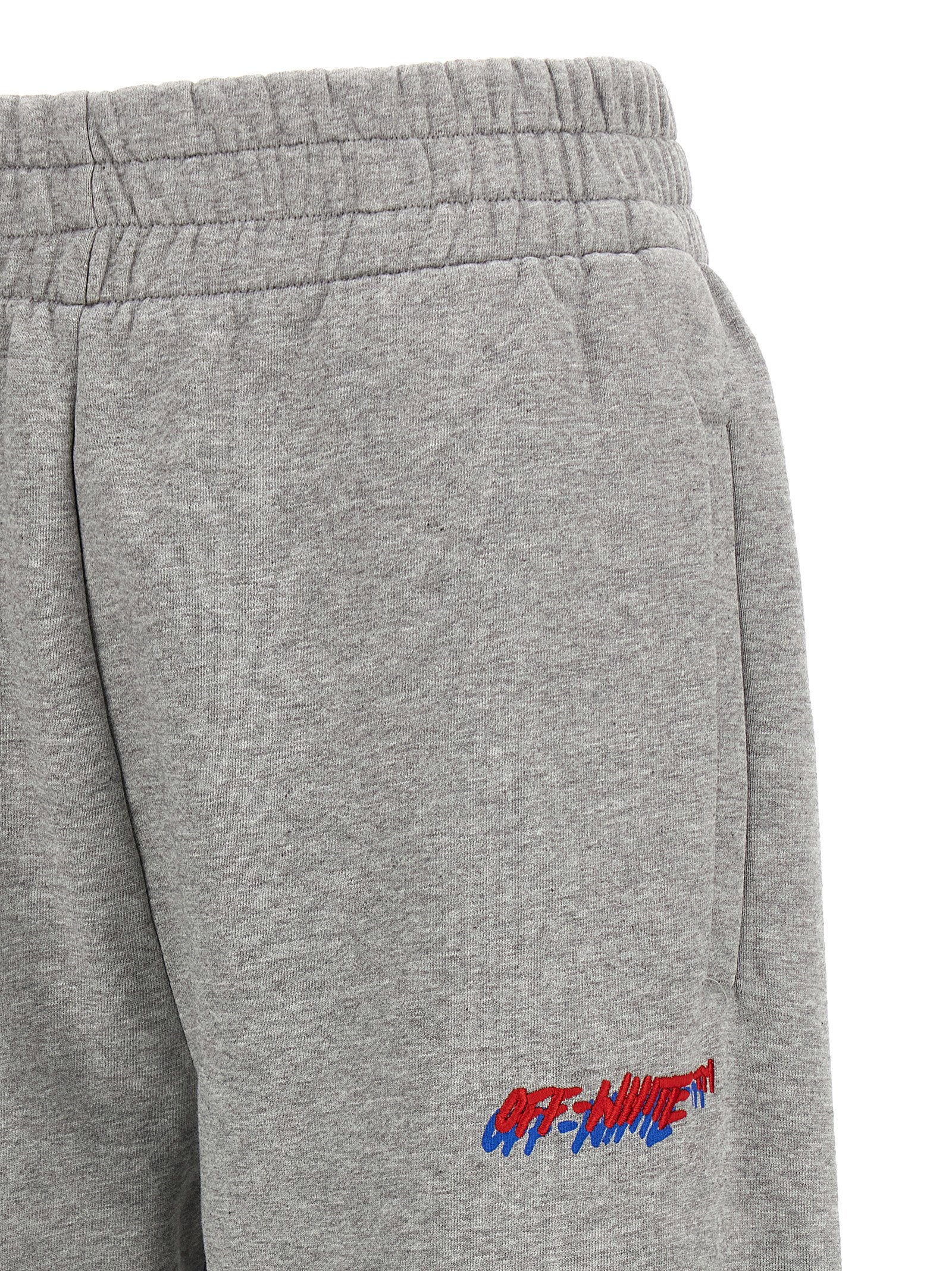 Off White Logo Embroidery Joggers Gray