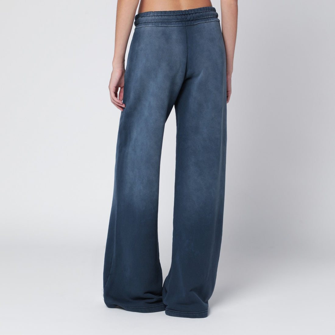 Off White Blue Washed Flared Jogging Trousers With Tonal Embroidered Logo Light Blue