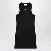 Off White Black Ribbed Logo Mini Dress Black