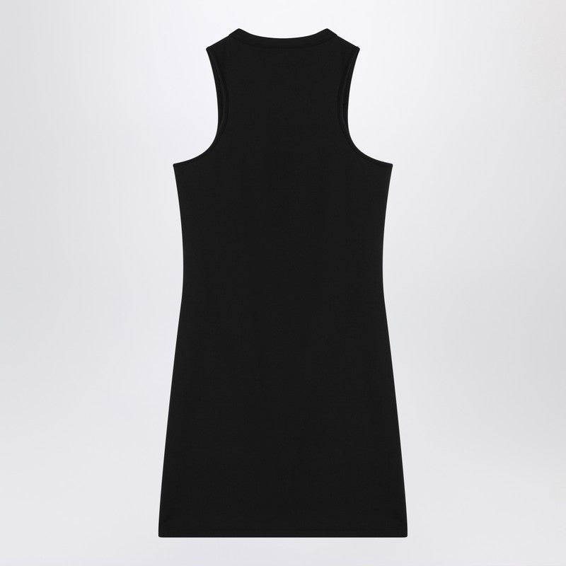 Off White Black Ribbed Logo Mini Dress Black