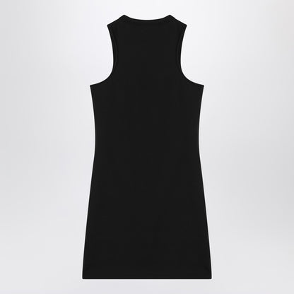 Off White Black Ribbed Logo Mini Dress Black