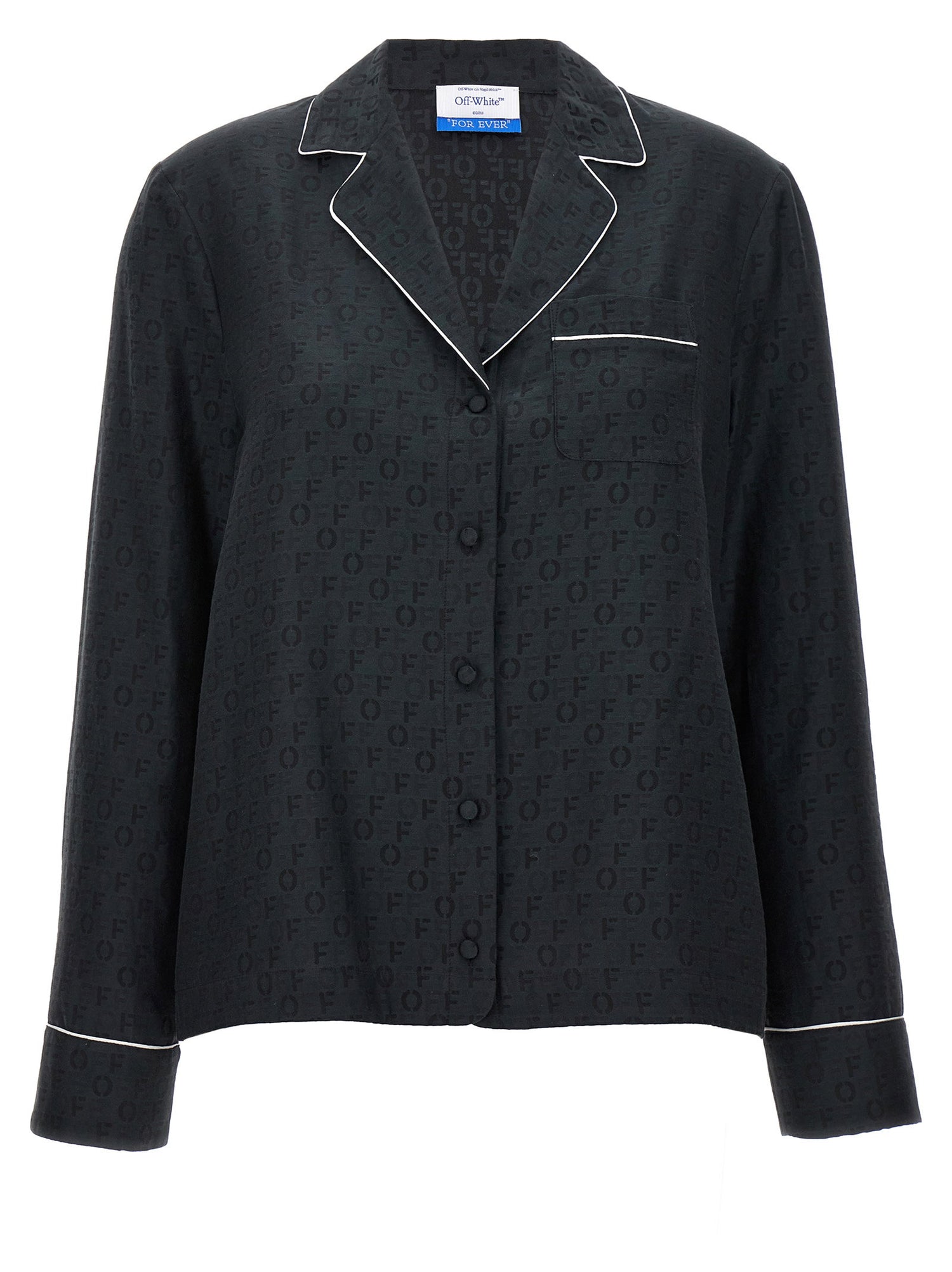 Off White Off Jaquard Pajama Shirt Black