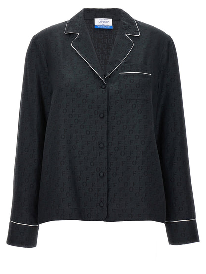 Off White Off Jaquard Pajama Shirt Black