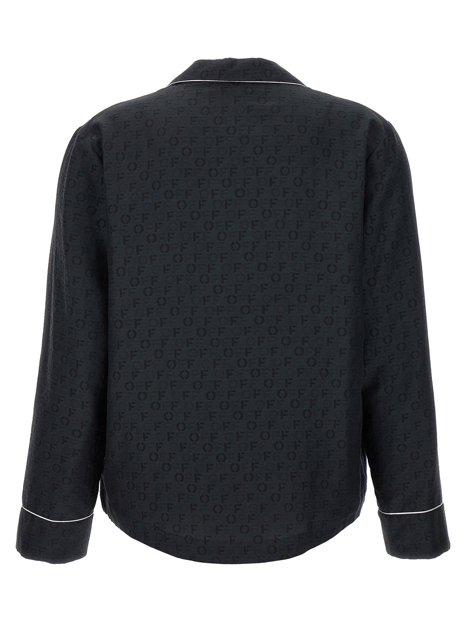 Off White Off Jaquard Pajama Shirt Black