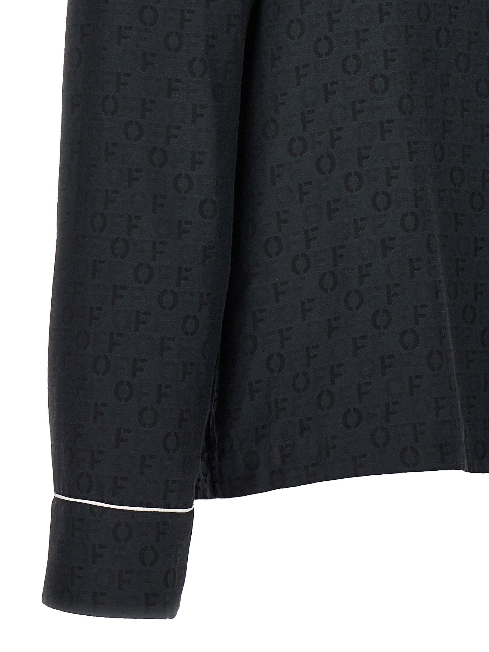 Off White Off Jaquard Pajama Shirt Black