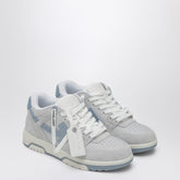 Off White Out Of Office grey and light blue leather and suede sneakers Grey
