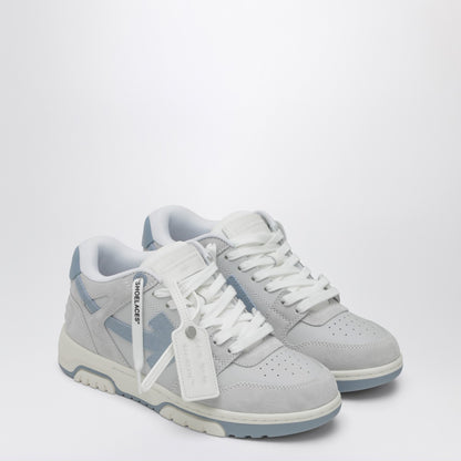 Off White Out Of Office grey and light blue leather and suede sneakers Grey