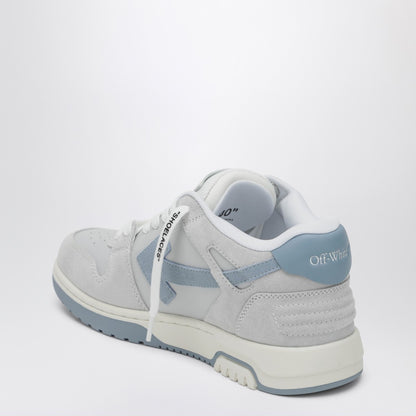 Off White Out Of Office grey and light blue leather and suede sneakers Grey