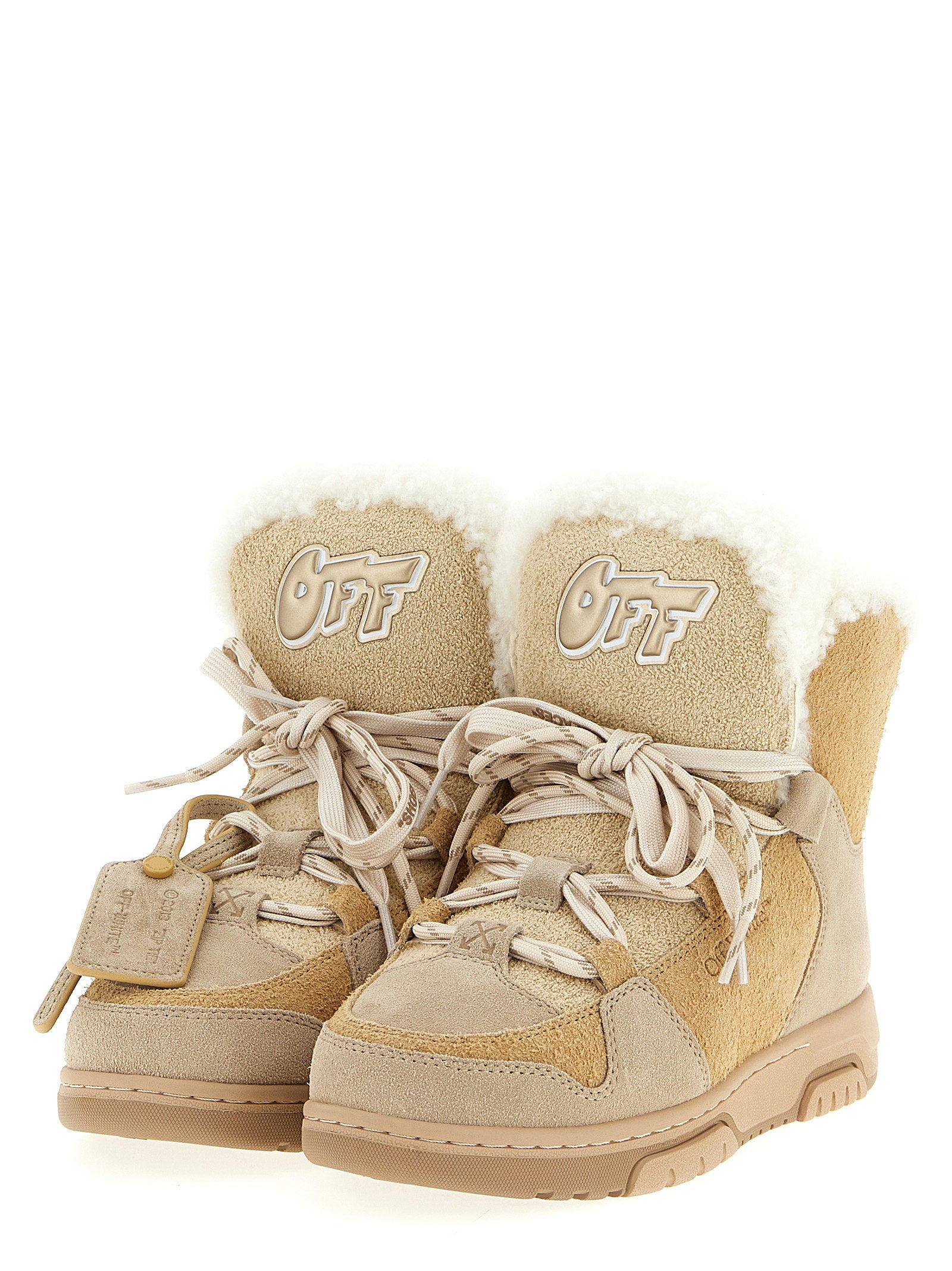 Off White Winter Ankle Boots Beige