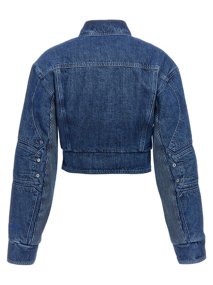Off White Motorcycle Denim Jacket Blue