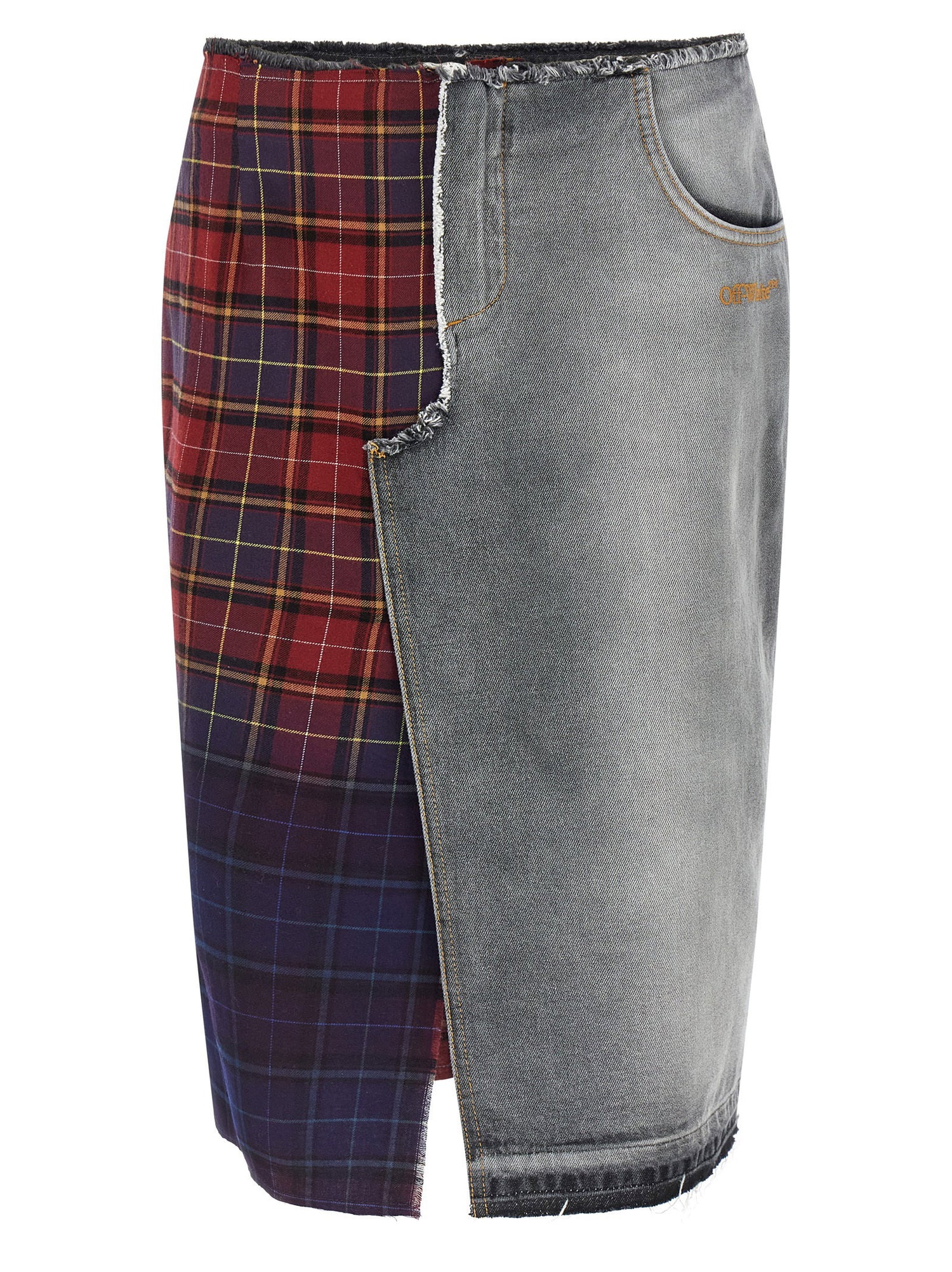 Off White Patchwork Skirt Multicolor