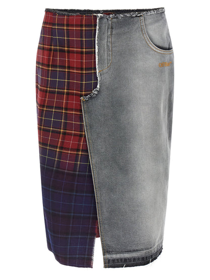 Off White Patchwork Skirt Multicolor
