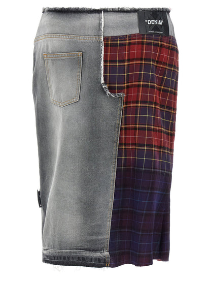 Off White Patchwork Skirt Multicolor