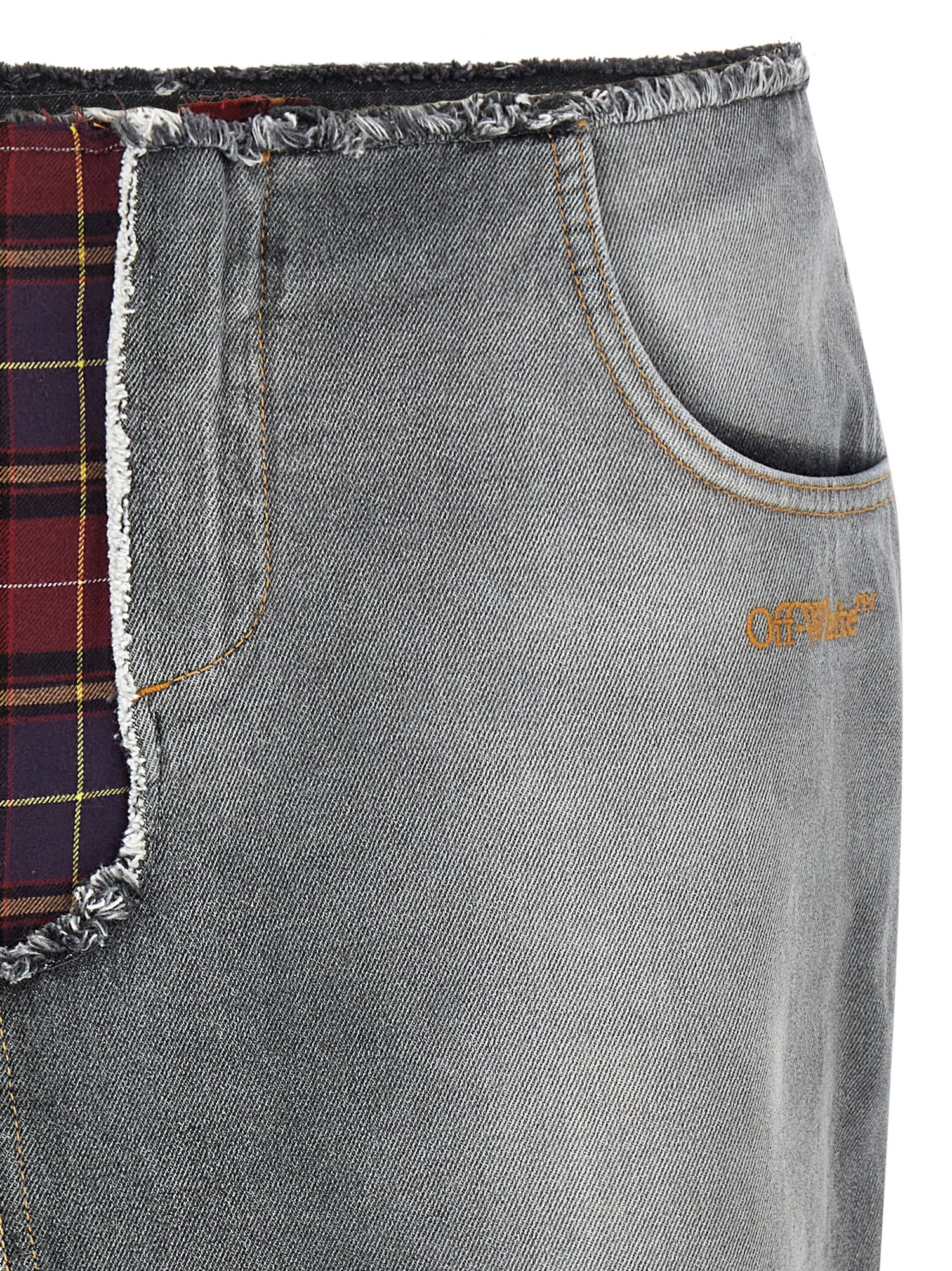 Off White Patchwork Skirt Multicolor